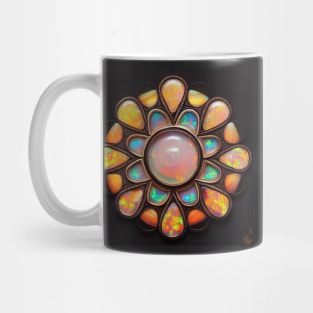 Fire Opal and Mother of Pearl - Flower Mandala Mug